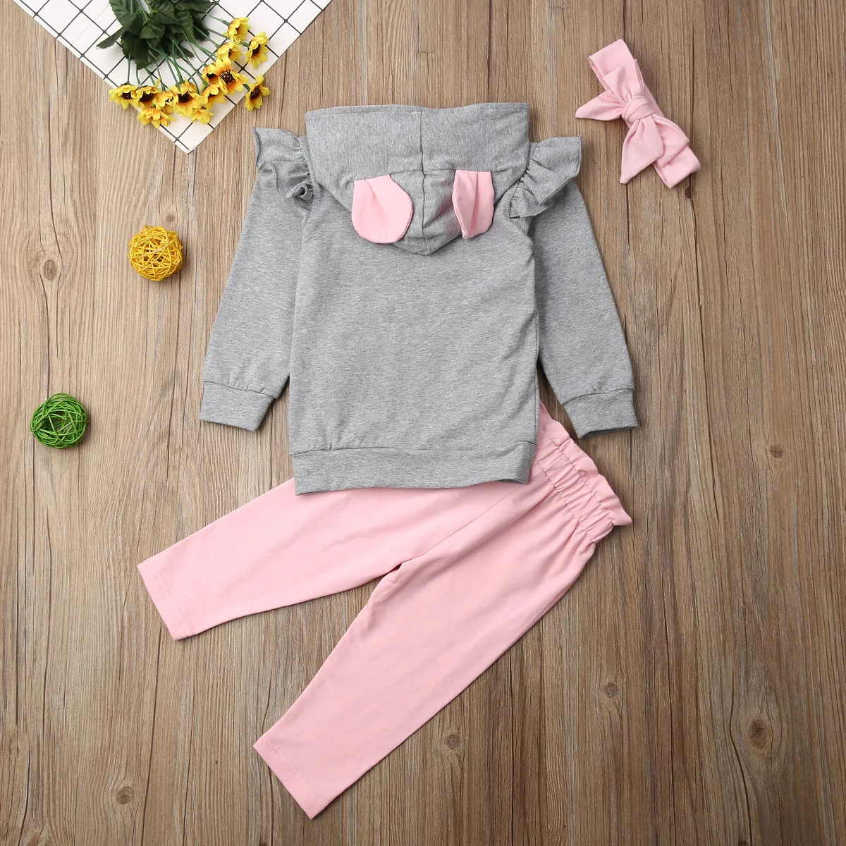 

Infant Baby Girl 0-18M Clothes Rabbit Ears Hooded Tops+Leggings Pants Outfit
