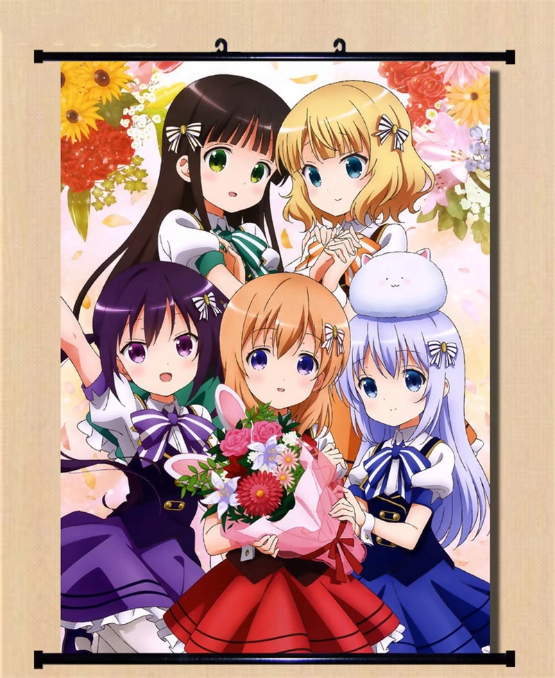 В Японии заказ кролик? Мультфильм Аниме печатный плакат свиток картина косплей