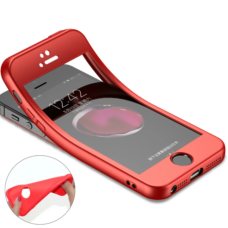 Мягкий силиконовый чехол с полным покрытием 360 для iPhone 5 5S 5SE 6 S 7 Plus защитный из ТПУ