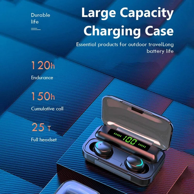 

Bluetooth Wireless Headphones 5.0 In-Ear Sports Wireless Headset with LCD Digital Display Charging Case