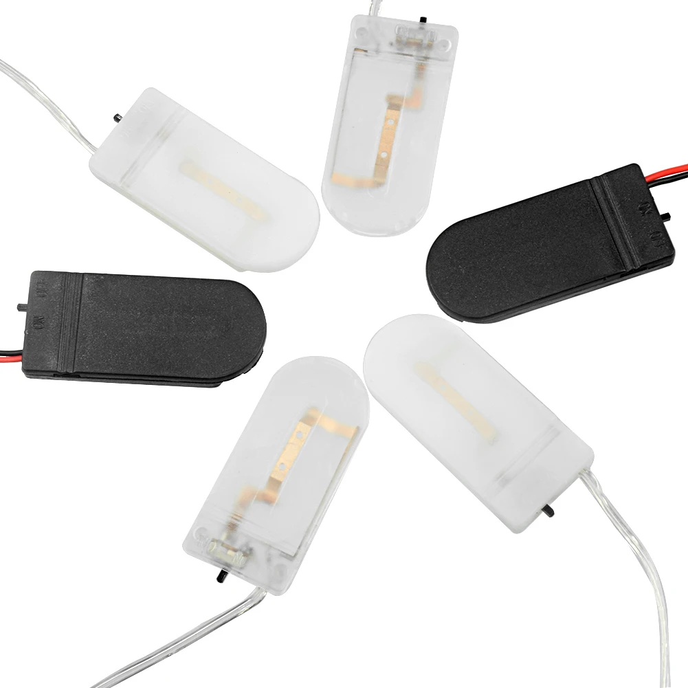 

1/2PCS CR2032 Button Battery Storage Box 2 card slots Coin Button Cell Battery Holder Storage Case With ON/Off Switch Lead Wires