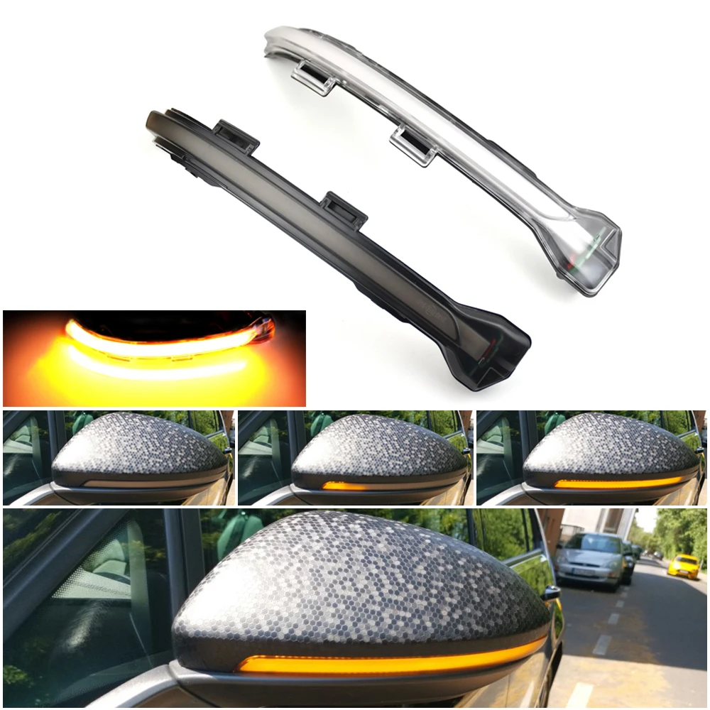 

For VW Golf 7 GTI R GTD MK7.5 13-19 Touran MK7 LED Dynamic Turn Signal Blinker Sequential Side Mirror Indicator Light