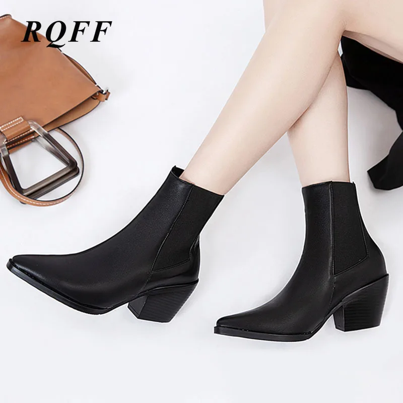 Женские ботильоны на блочном каблуке черные или белые ботинки из искусственной