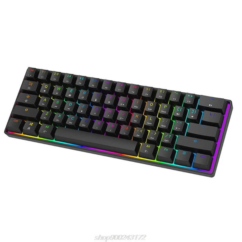 

Mini 60% Mechanical Gaming Keyboard 61 Keys RGB Backlit Wired PBT Keyboard Cap Ultra Compact Blue Switch M19 21 Dropship