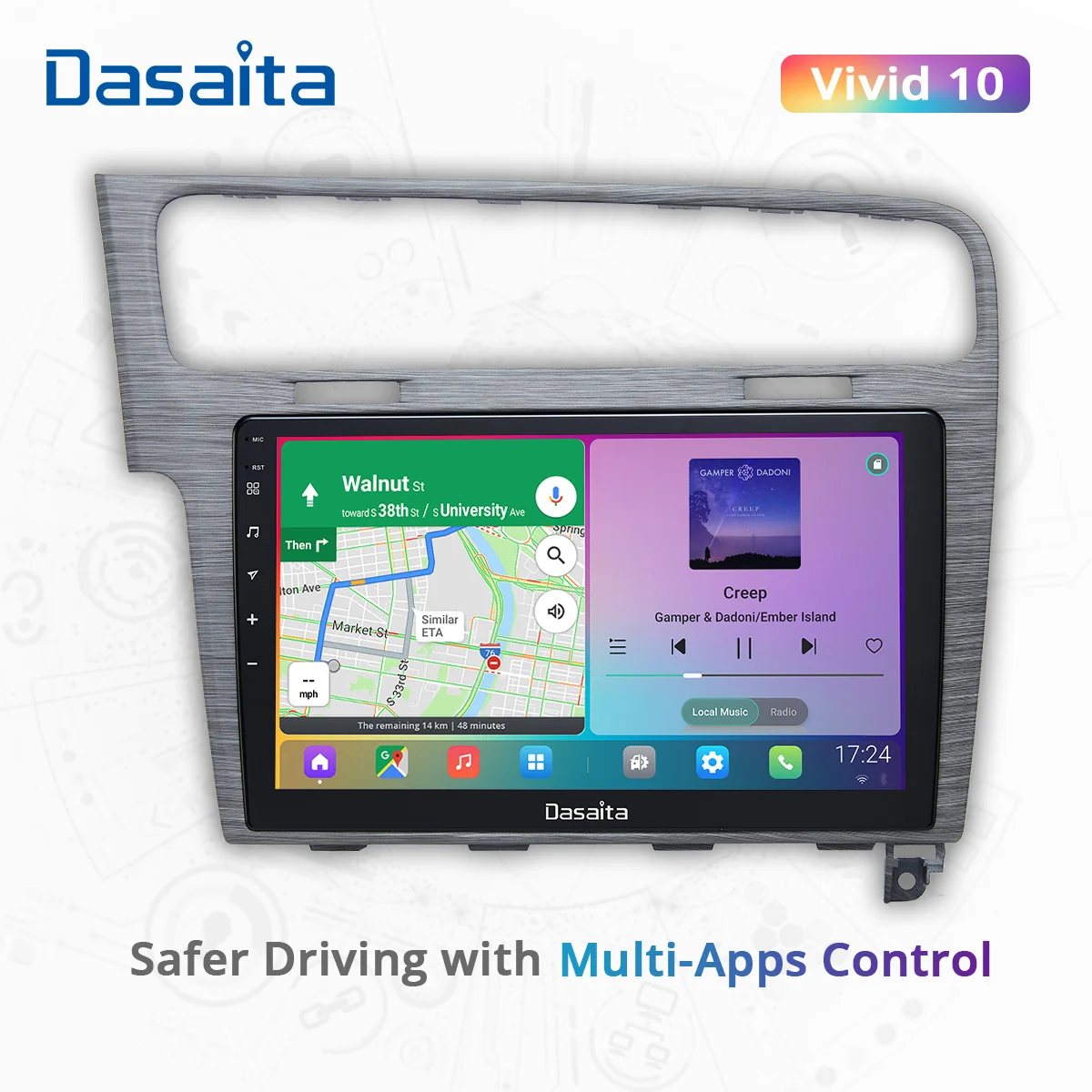 Автомобильная аудиосистема Dasaita Vivid для VW golf 7 2012 2013 2014 2016 2017 2018 2019 (silvey) на базе android