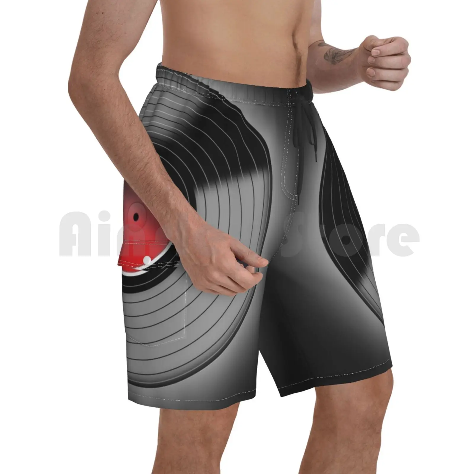 

Виниловых пластинок 1 Пляжные шорты мужские пляжные шорты Плавание Мужские Шорты для купания записи музыкального магазина День Музыки вини...