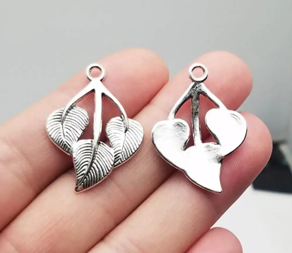 20 шт./лот-31x22 мм подвески в виде листьев с античным серебряным покрытием товары