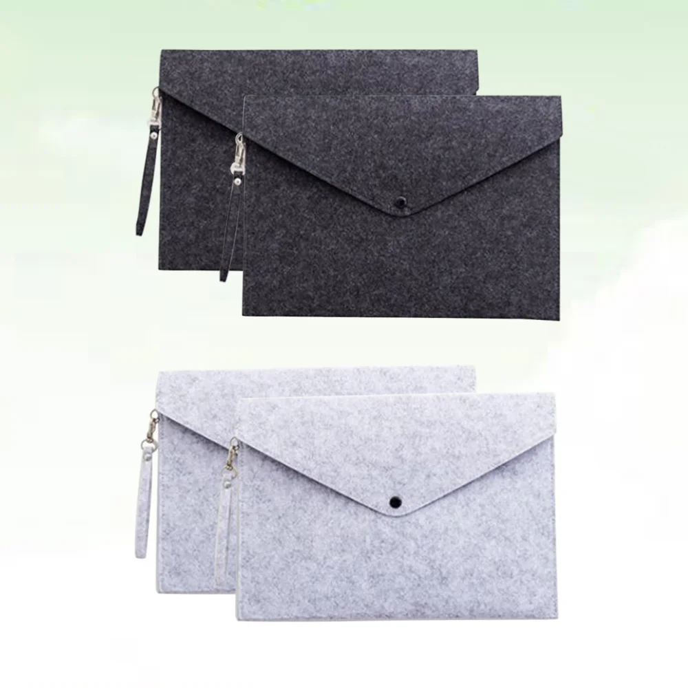 

4 Pcs A4 File Folders Felt Folder Color Document Folder Portable Felt Holder Documents Folders Snap Type Briefcase Bag wit