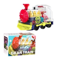 electric train set bright transparent electric gear train music light rotating toy childrens birthday gift childrens toy train