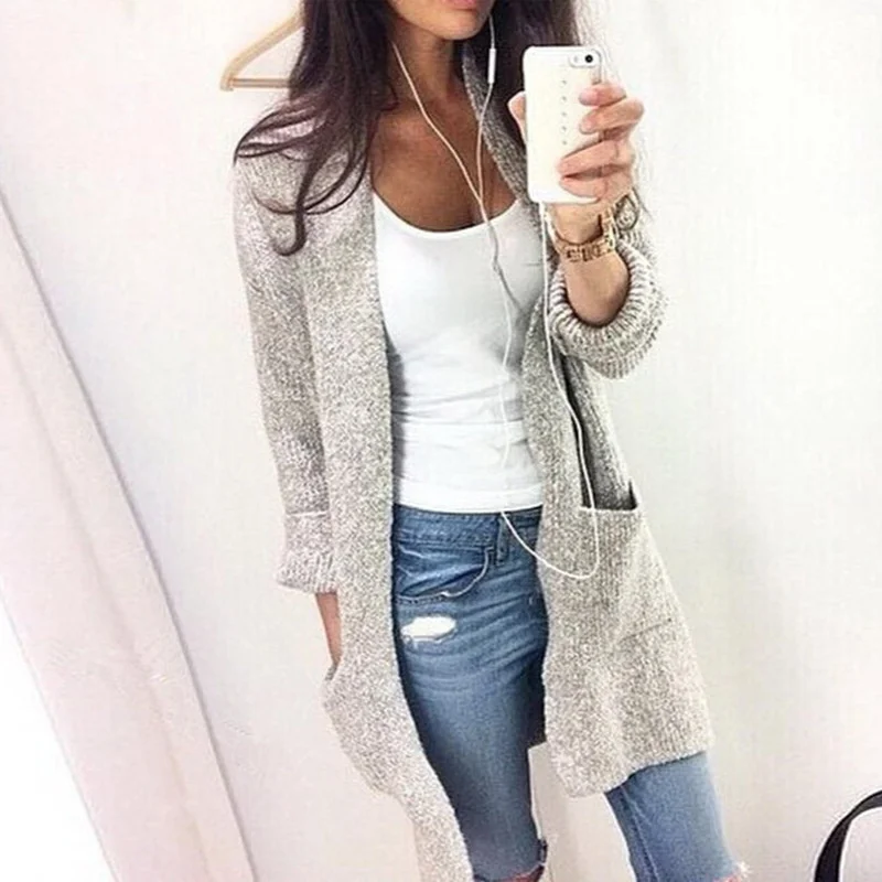 

2021 Autumn Winter Women Fashion Long Sleeve Loose Knitting Cardigan Sweater Womens Knitted Female Cardigan