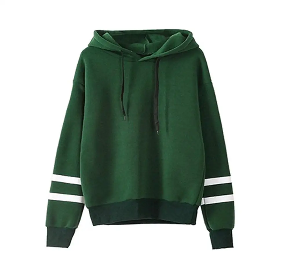 Womens Autumn Sweatshirts White stripe drawstring Long Sleeve Hoodie Sweatshirt Jumper Hooded Pullover Tops Blouse