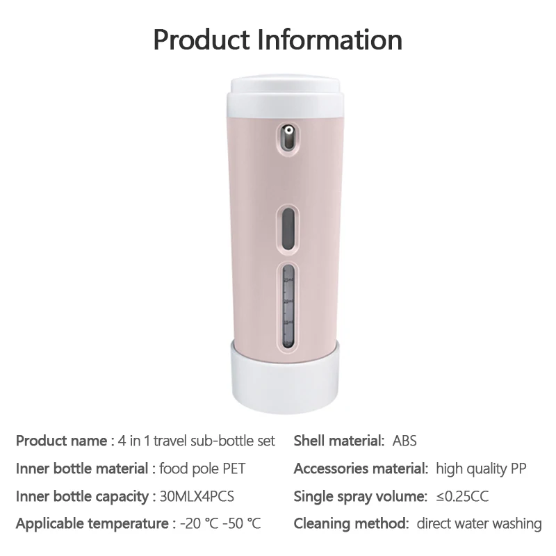 

4 in 1 Portable Refillable Travel Portable Lotion Bottle and Other Rotary Switch Press Artifact Transportation