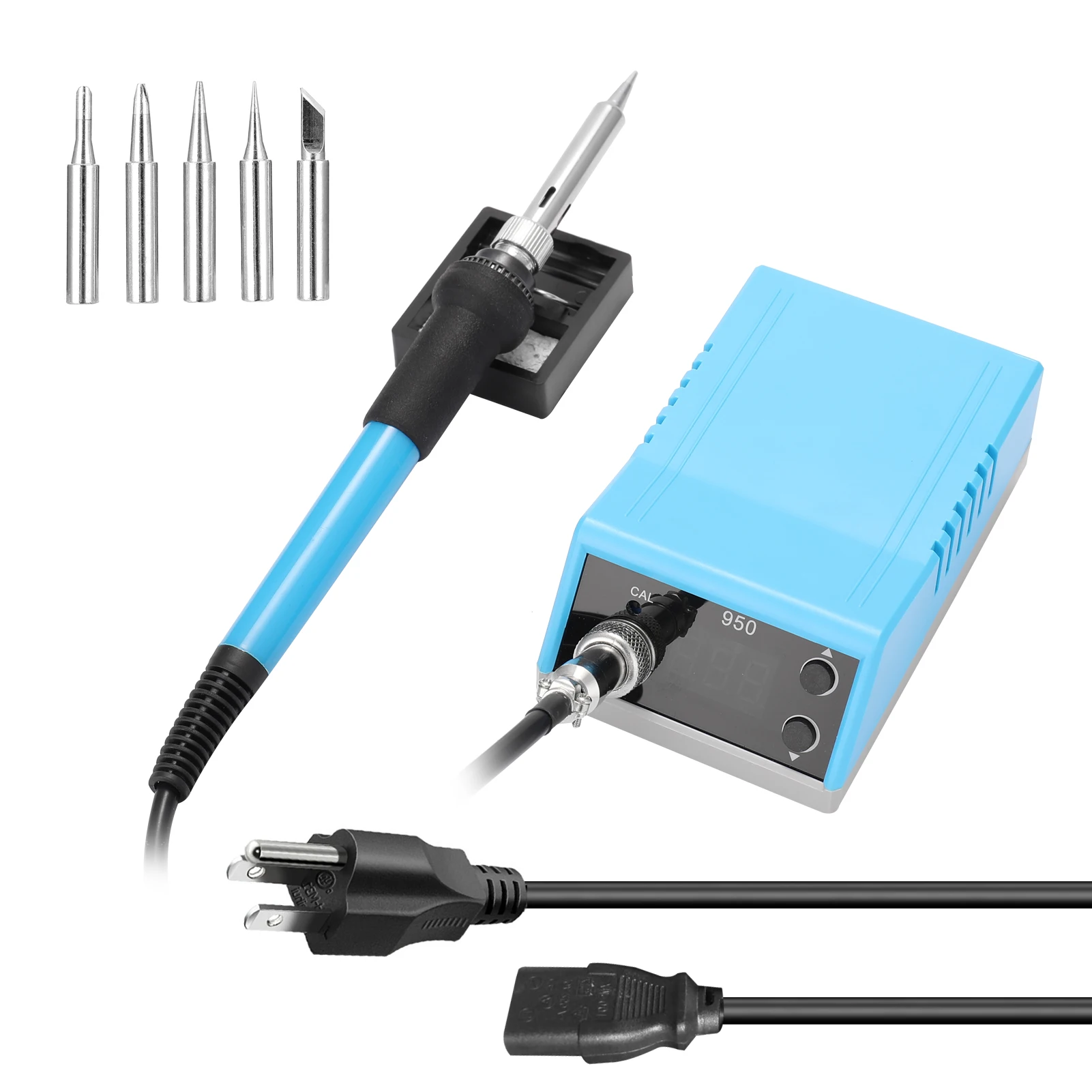 

Паяльная станция с регулируемой температурой, 60 Вт, набор цифровых паяльников с подставкой и 5 наконечниками, 200-480 ℃