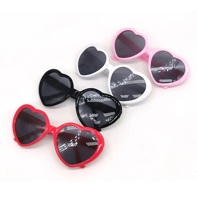 Love Heart Shape Sunglasses Women PC Frame Light Change Love Heart Lens Colorful Sun Glasses Female Red Pink Shades Eyewaer