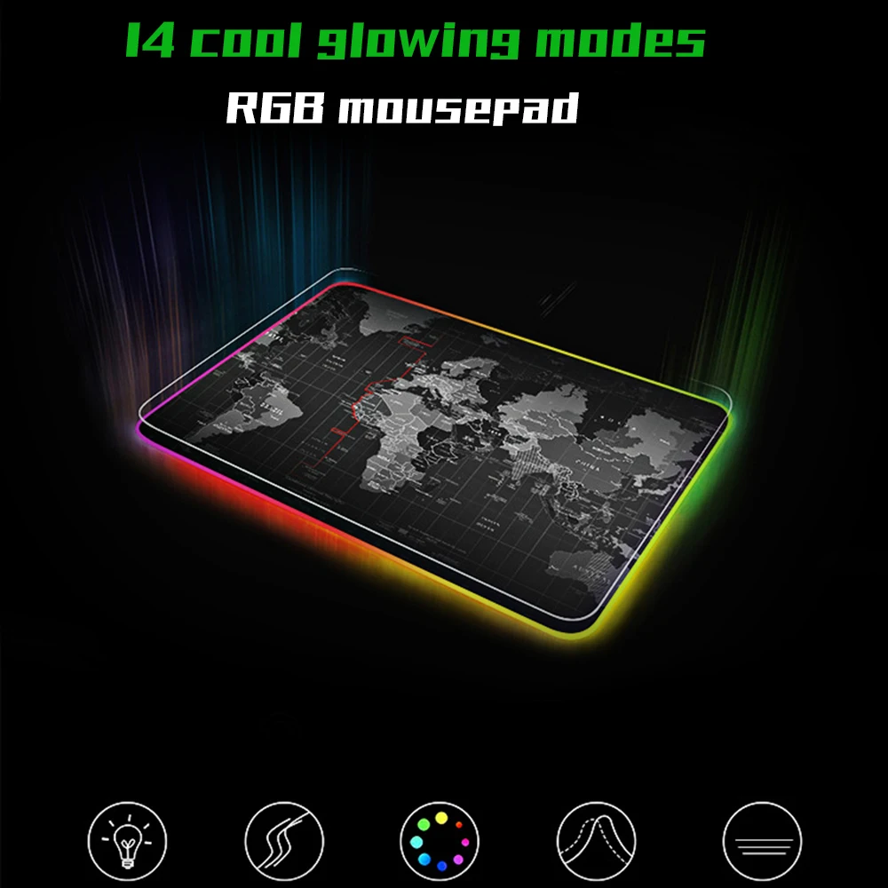 Цветная (RGB) большой Мышь игровой коврик анти скольжения натуральный каучук мышь