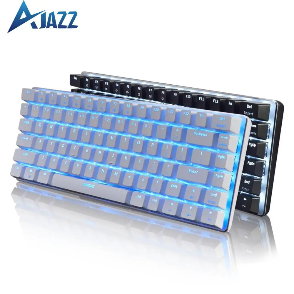 

Клавиатура Ajazz AK33 Механическая игровая, проводная, 82 клавиши, LED подсветка, эргономичная, черная/синяя