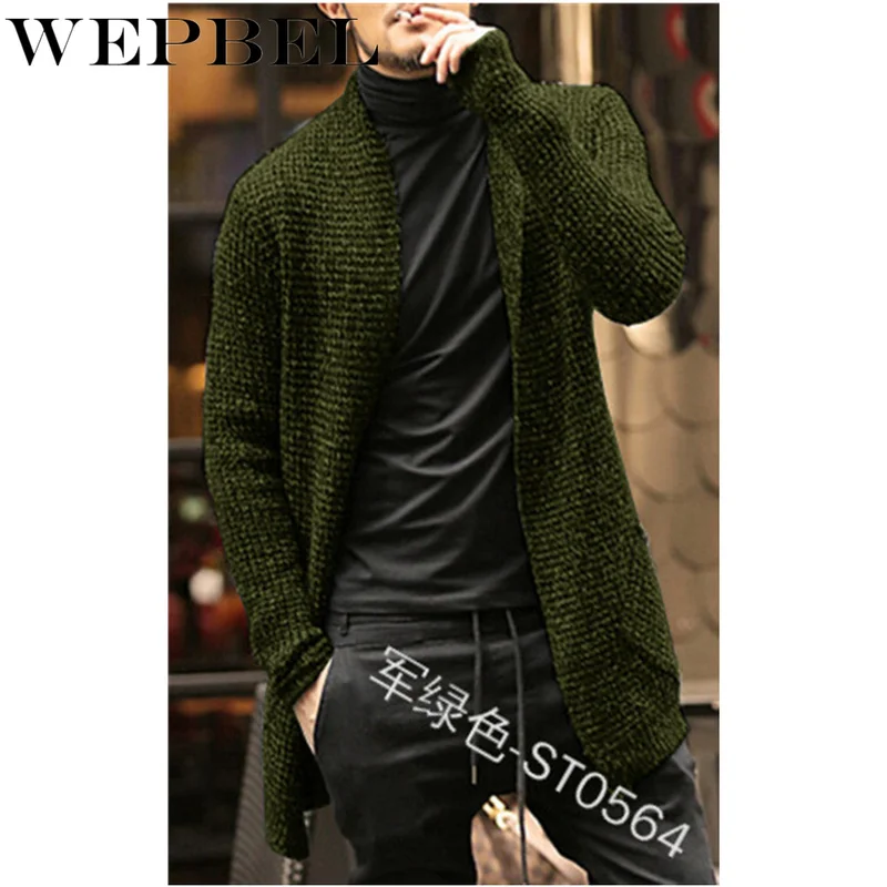 

WEPBEL Men's Fashion Solid Color Cardigan Sweater Sweatshirts Casual Slim Fit Cardigan Cotton Jacket Front Open Coat