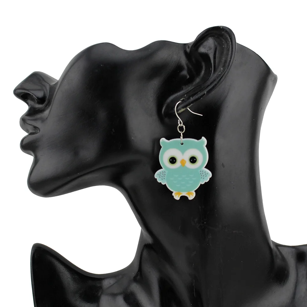 Модные маленькие зеленые серьги с совами для девочек ожерелье короткой цепочкой