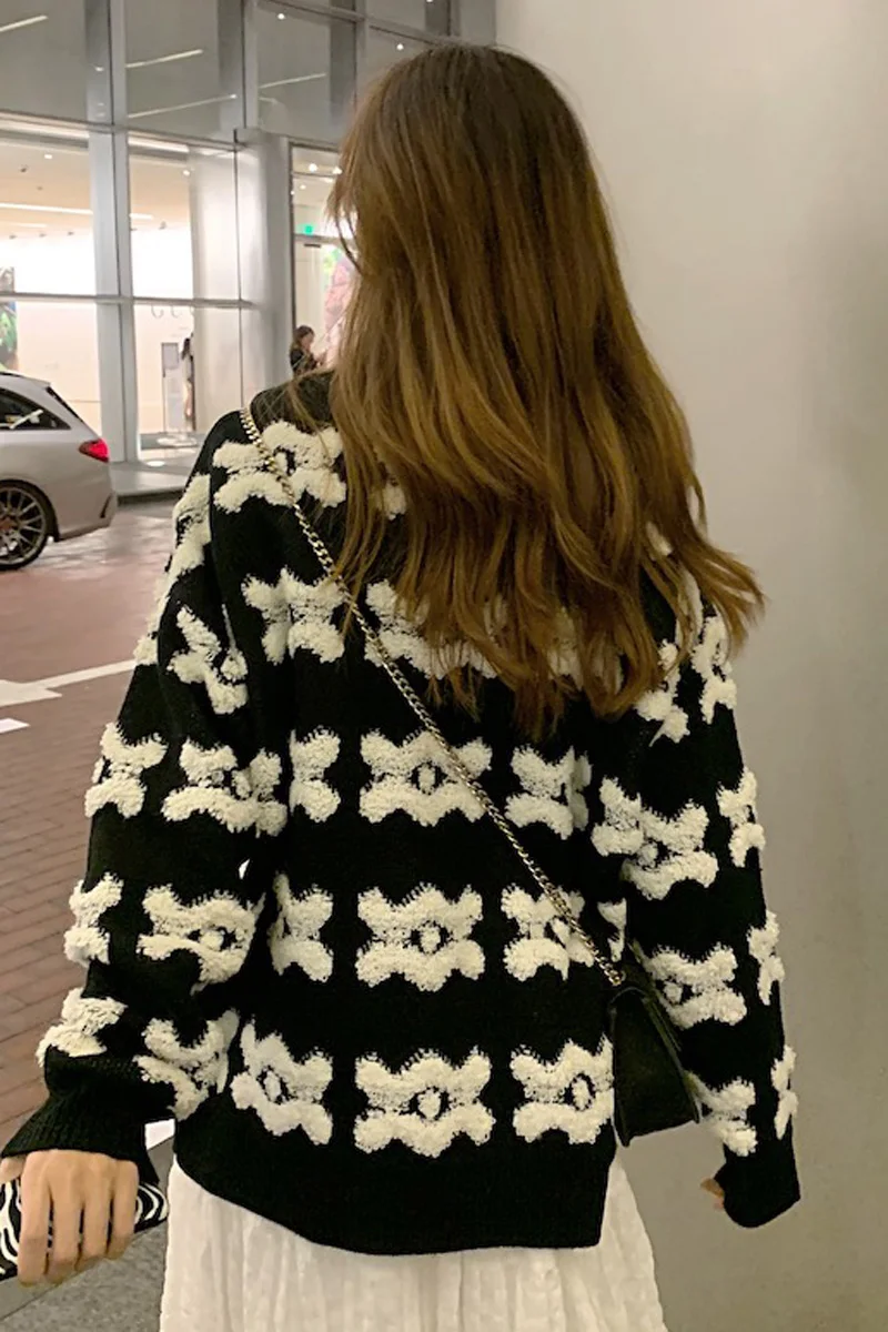 

Japanese Style Sweater Vintage Loose Outer Wear Pullover Lazy Autumn and Winter 2020 New Women's Black Knitwear Western Style