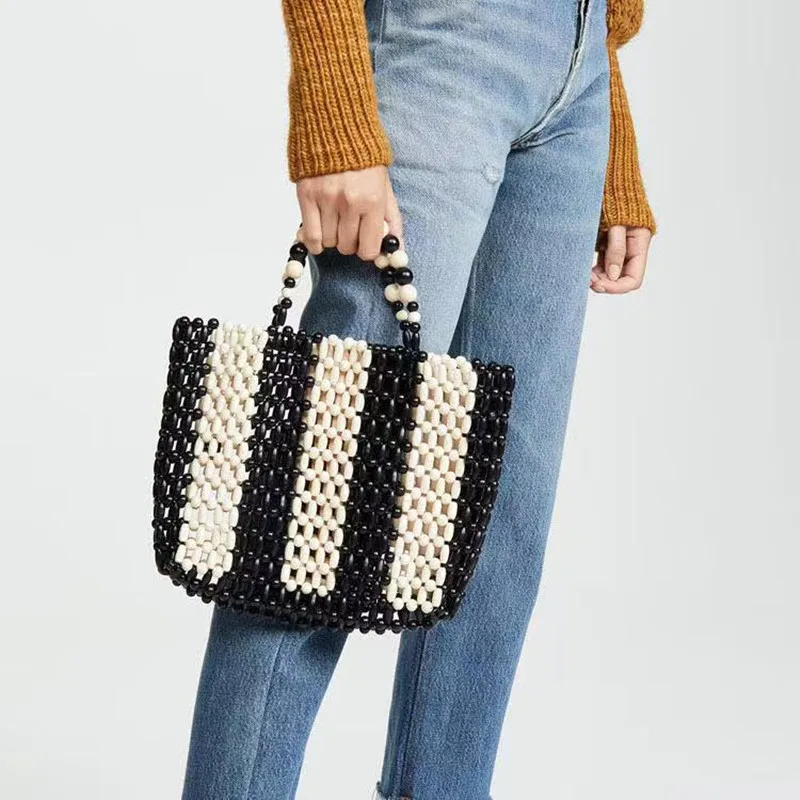 

brand women handbag Handmade natural wooden beads bagsCell phone pocket Female Clutch Vacation Shoulder Crossbody Travel bag