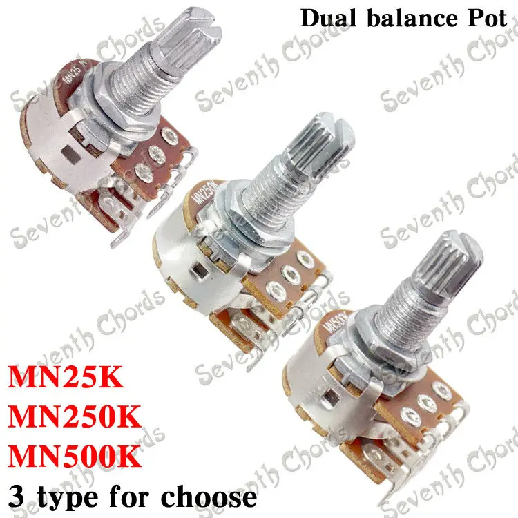 

3 шт. двойной баланс многослойный накатанный стебель для гитары бас регулятор громкости горшки потенциометр переключатель-MN25K-MN250K - MN500K
