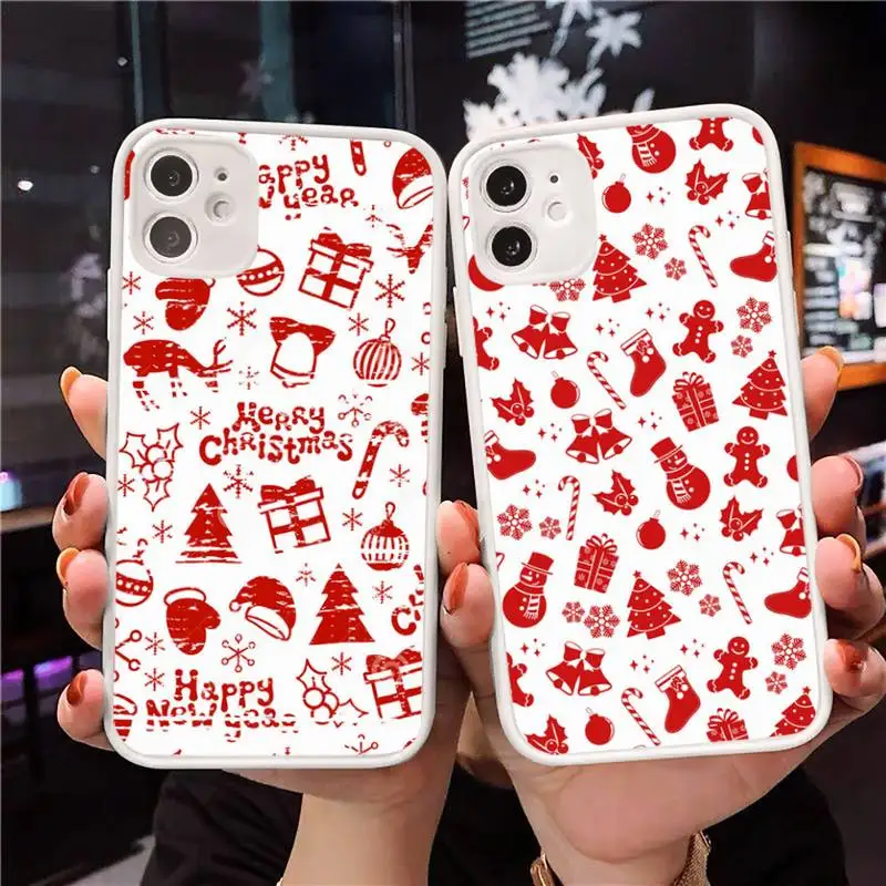

Merry Christmas Phone Case Clear matte transparent For white iPhone 7 8 x xs xr 11 12 pro plus max mini Funda