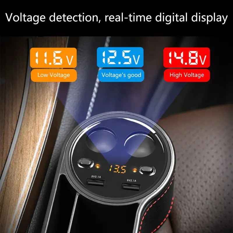 

Car Seat PU Leather Side Pocket Car Seat Storage with 2 USB Chargers and 2 Light