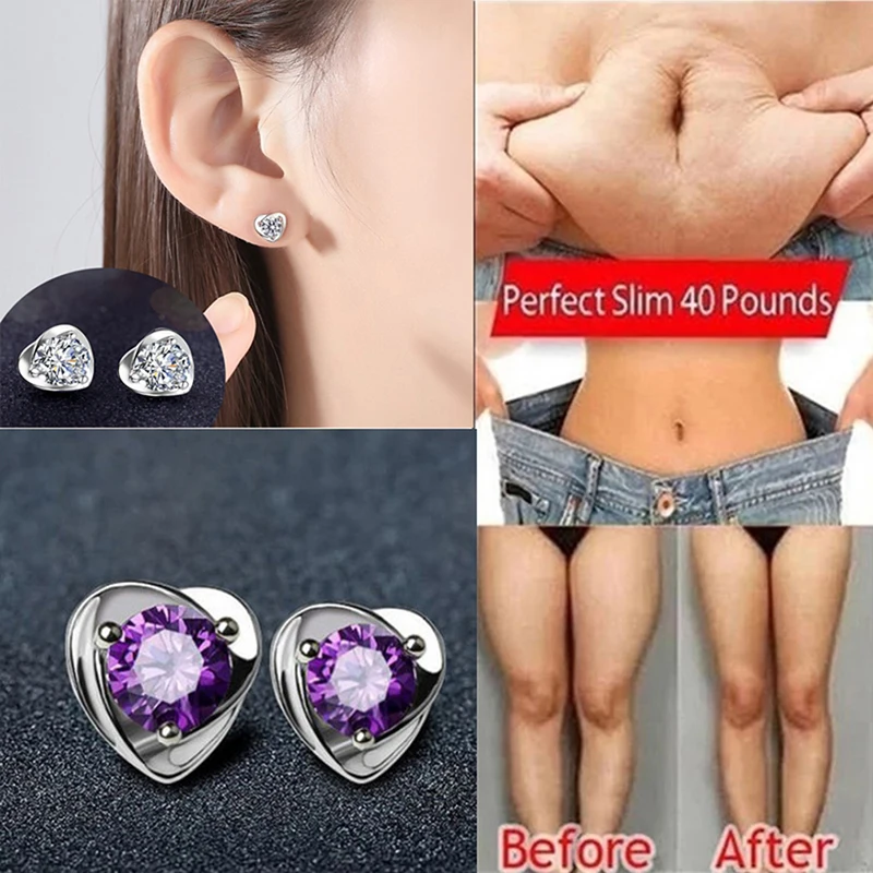 

1 Pair Magnetic Slimming Earrings Weight loss Body Relaxation Massage Slim Ear Studs Patch Health Jewelry Girls Women Best Gift