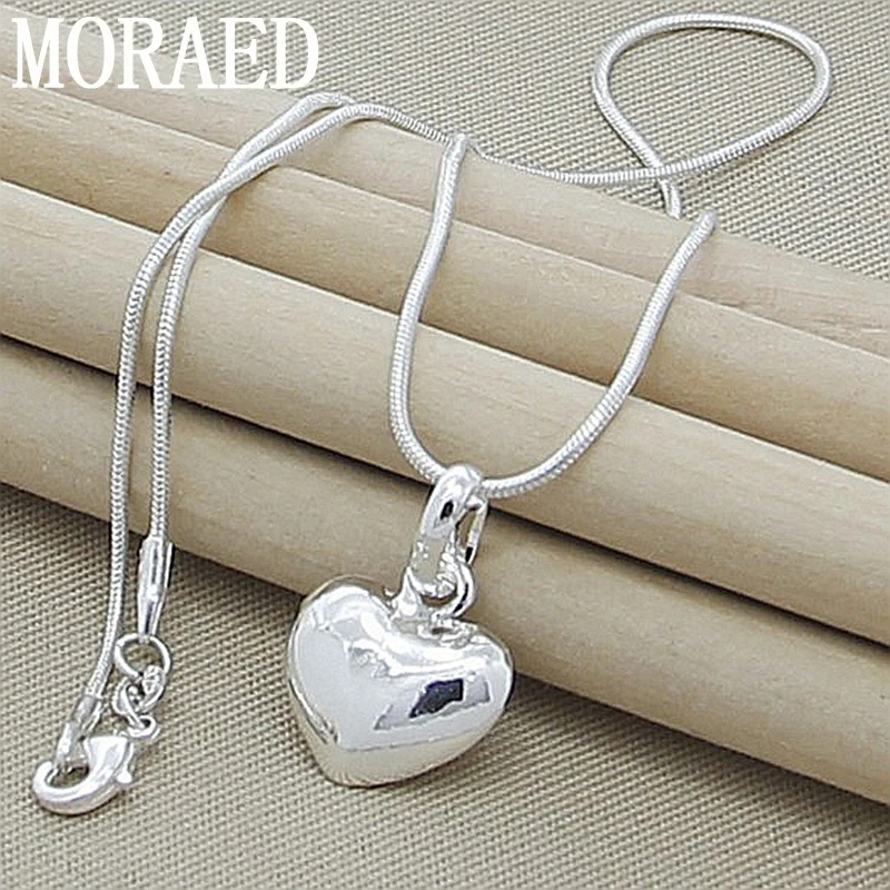 

Fashion Silver Necklace 925 Sterling Silver Solid Heart Small Pendant Necklaces For Woman Charm Valentine's Day Gift