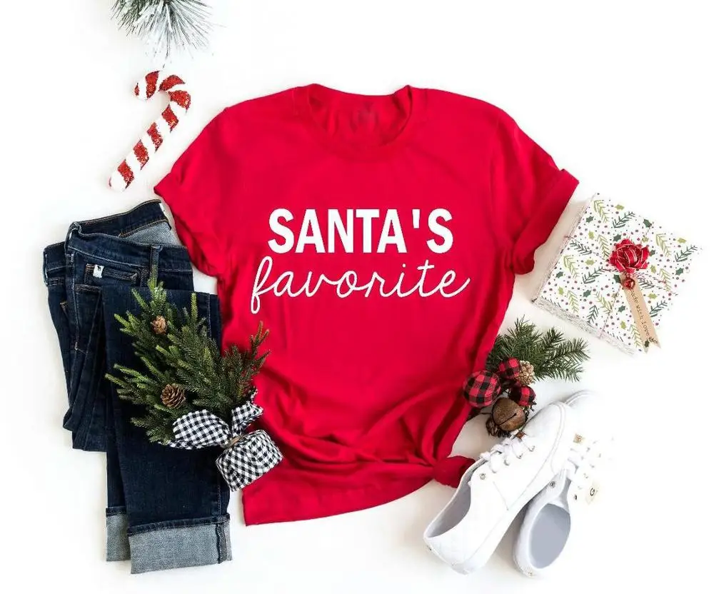 Любимая футболка Санта Клауса забавная Рождественская рубашка для