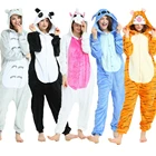 Сшитые комбинезоны унисекс Зимние Милые Тоторо Тигр Единорог комбинезоны для женщин ночное белье аниме костюмы для взрослых фланелевые пижамы