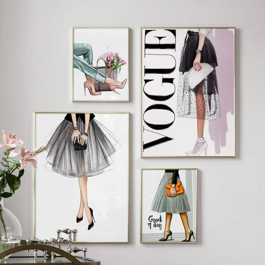 Модная супер модель Vogue Girl Сумочка настенная Картина на холсте скандинавские