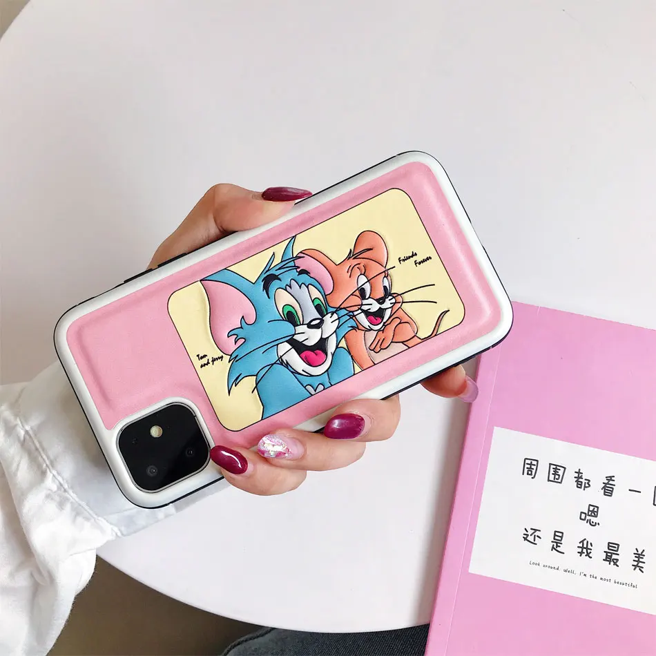design 2 Милый чехол с изображением Тома Джерри для iphone 11 Pro 6 6 plus 7 7plus 8 8plus X XR XS MAX чехол для телефона из искусственной кожи - Цвет: design 2