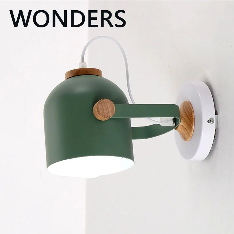 

Скандинавская светодиодная настенная лампа Macaron, комнатное освещение, прикроватный регулируемый светильник для спальни, комнатный Декор