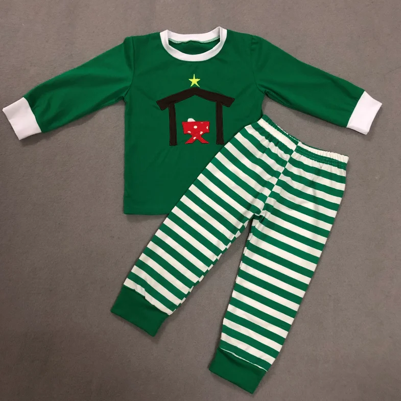 Рождественская модная Хлопковая пижама с длинными рукавами и аппликацией для