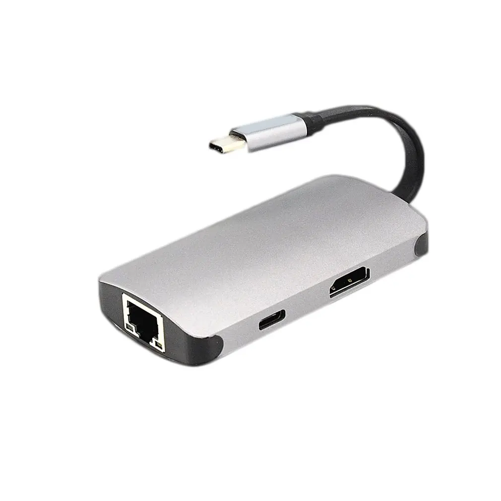 Концентратор USB Type C адаптер конвертер с 2 портами 3 0 1 PD зарядный порт и RJ45 1000 Мбит/с