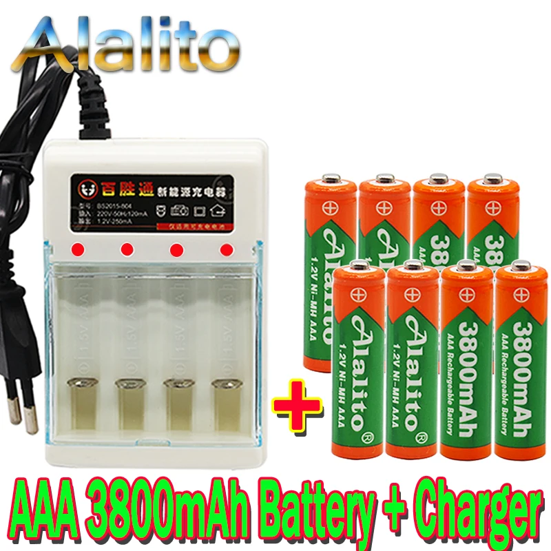 Figh качественный 1 2 V 3800mAh NI MH AAA Предварительно заряженный перезаряжаемый