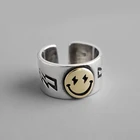 Женские винтажные кольца в стиле панк с изображением смайлика, Женские Ювелирные украшения в стиле бохо, модные вечерние кольца jz073