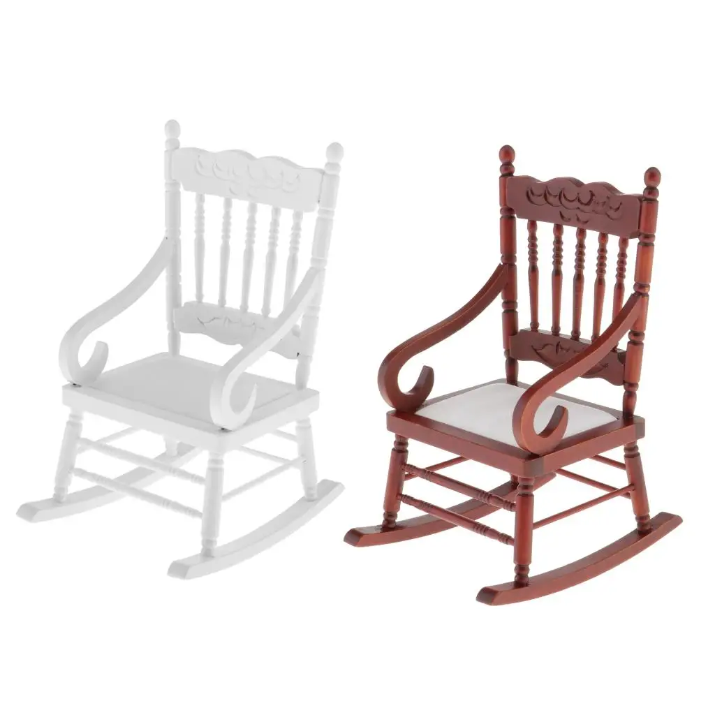 

1/6 Dollhouse Wooden Rocking Chair Baby Doll Room Furniture Decor