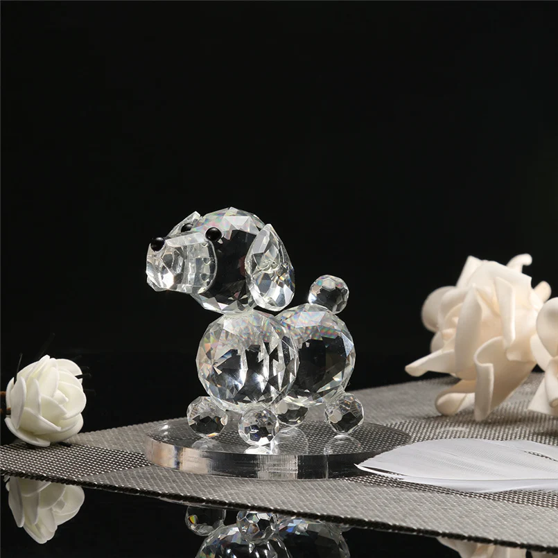 Хрустальная Фигурка милой собаки Коллекционная стеклянная Статуэтка с