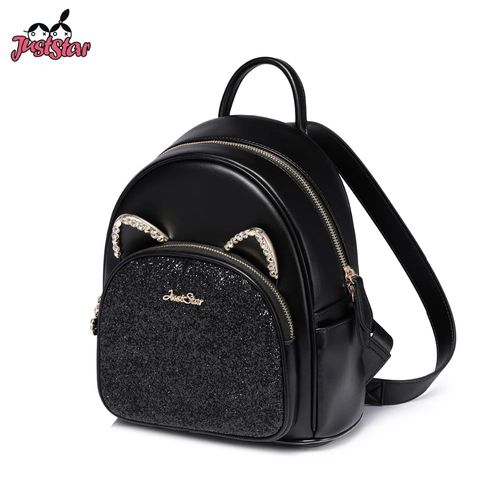 Рюкзак JUST STAR Женский из искусственной кожи с кошачьими ушками и стразами | Багаж