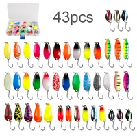 43pcs fishing metal spinner set 2 3g 3 5g spoon hard bait lure sequins colorful fishing lures for trout bass casting
