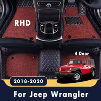 RHD Luxury Double Layer Wire Loop Car Floor Mats Carpets Accessories Custom For Jeep Wrangler JL 4 door 2021 2020 2019 2018
