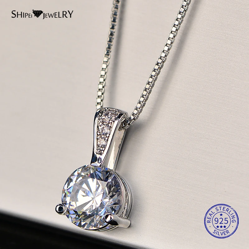 Shipei, 925 пробы, серебряное ожерелье для женщин, хорошее ювелирное изделие, сердце и стрелы, создан Муассанит, кулон, ожерелье, подарок на день рождения