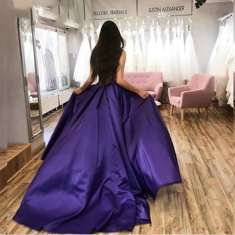 

Evening Dresses With Side Slit Strapless Sleeves Zipper Back A-Line Simple Formal Prom Party Gowns Customized Vestido De Festa