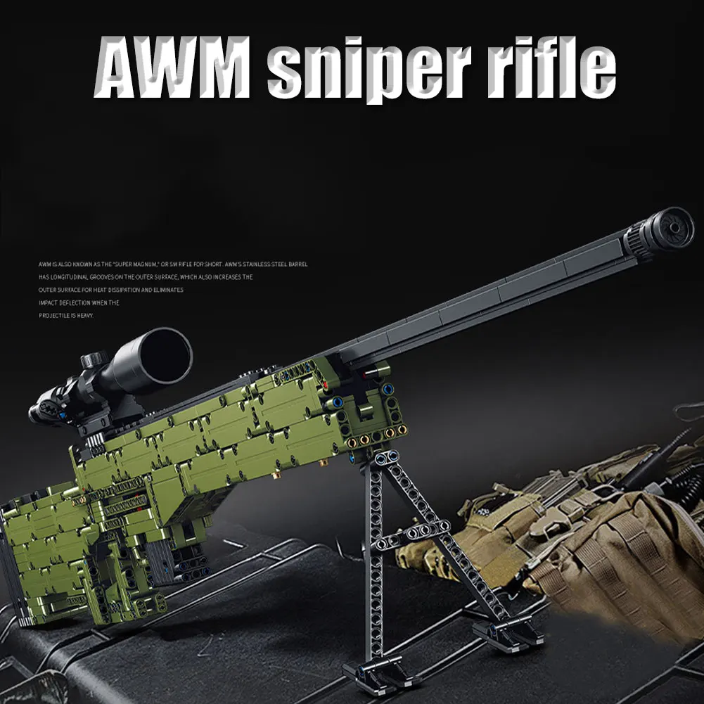 

NEW Military Gun Building Blocks PUBG AWM Sniper Rifle Soft Bullet Gun Toys Model For Gifts Children Outdoor Game Toy DIY