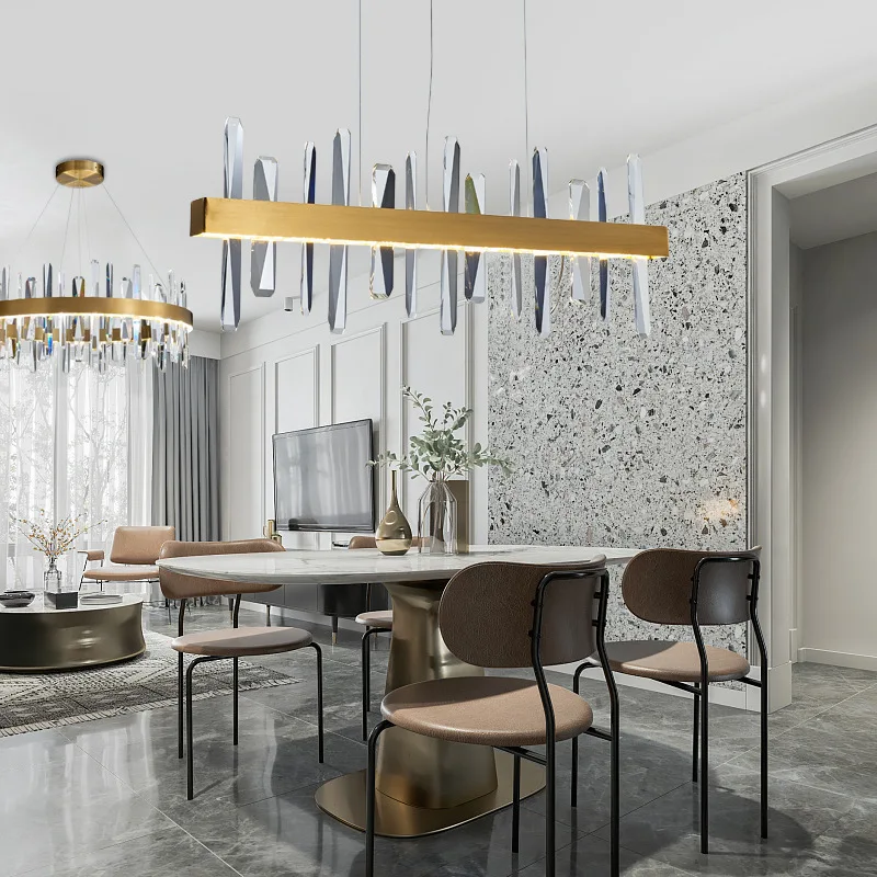 Modern led chandeliers in the living room ring crystal chandelier for dining hanging circle cristal lamps Stainless steel | Лампы и