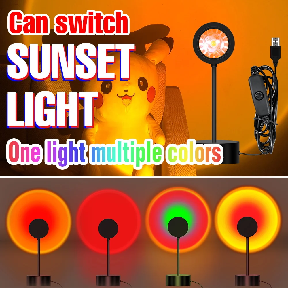 

LED Sunset Projector Lamp Colorful Background Floor Lamp LED Atmosphere Night Light For Indoor Photography Wall Decoration Lamp