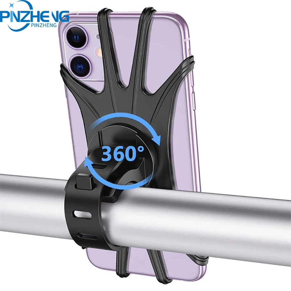 

PINZHENG Silicone Bicycle Phone Holder Stand Bike 360 Degree Rotatable Smartphone Holder For iPhone 12 11 pro max 7 8 plus X Xr