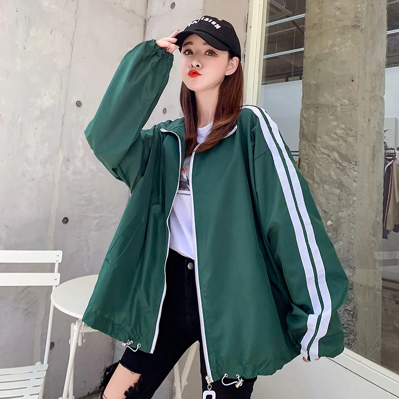 

BF Wind Baseball Jackets Women's Basic Jacket Harajuku Gothic Moon Coat Oversized Windbreaker Outwear Medium-long Clothes